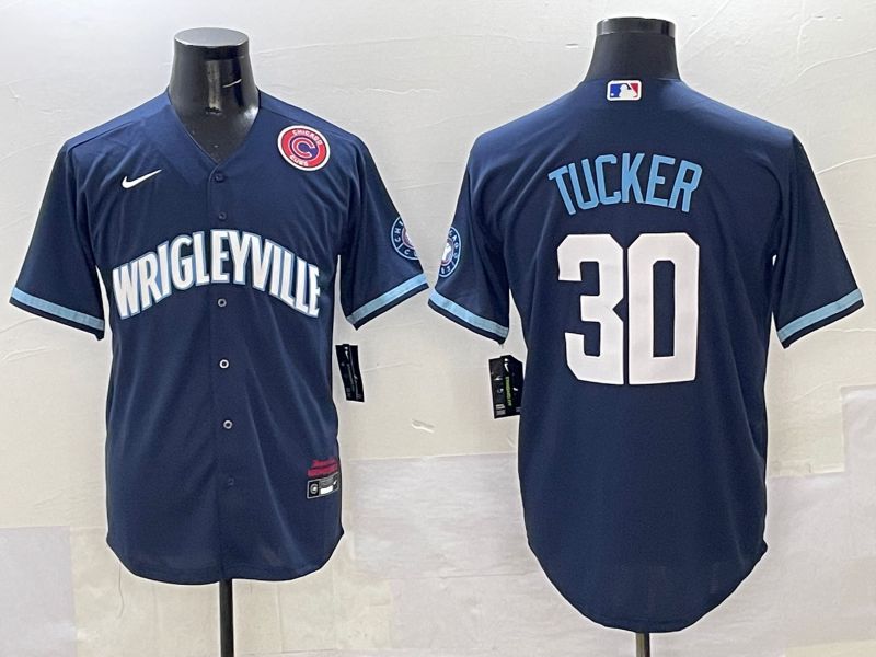 Men Chicago Cubs #30 Tucker Dark Blue City Edition 2025 Nike MLB Jersey style 6